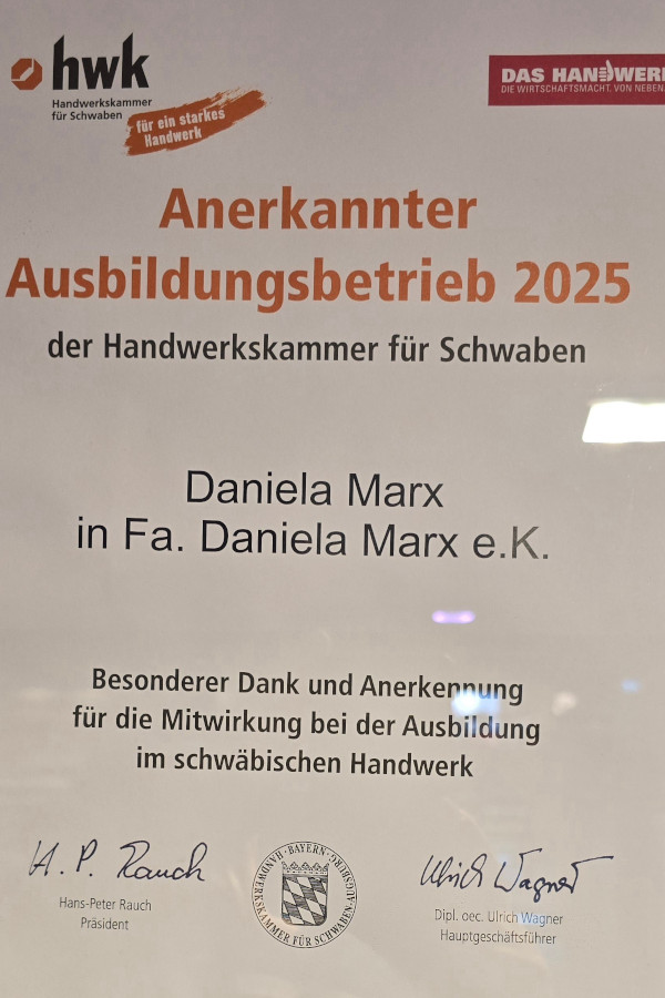 Zertifikat Anerkannter Handwerksbetrieb 2025 HWK Zertifikat Anerkannter Handwerksbetrieb 2025 HWK